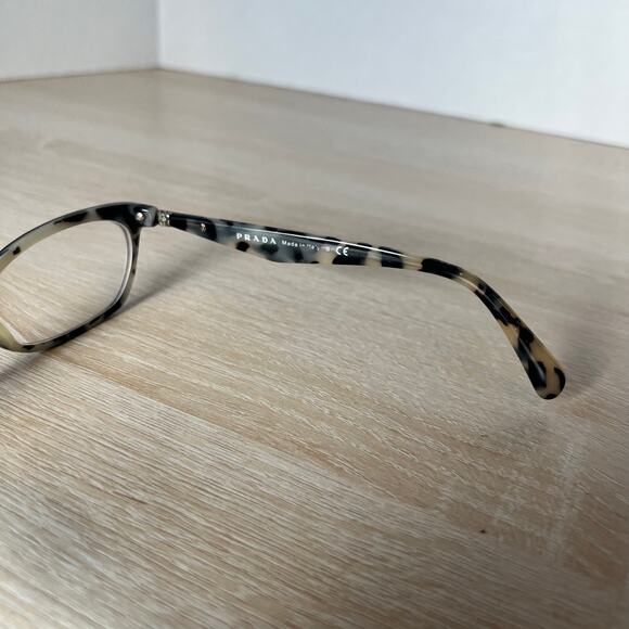 Prada VPR15P ROK-1O1 Eyeglasses Black Tortoise Cream PARTS ONLY 53-16-135 - Picture 6 of 10